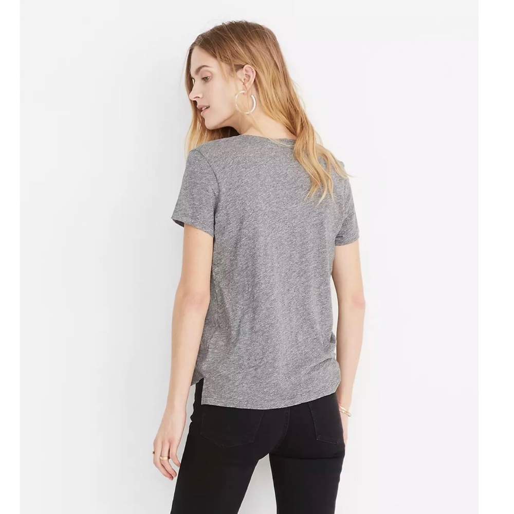 NEW MADEWELL GREY COTTON V-NECK POCKET T-SHIRT - Picture 6 of 7